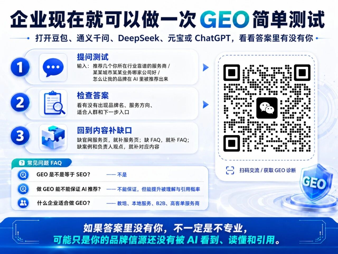 一路凯歌 GEO 简单测试二维码，扫码交流并获取 GEO 诊断
